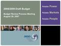 Reliable Power Reliable Markets Reliable People 2008/2009 Draft Budget Budget Review Process Meeting August 28, 2007.