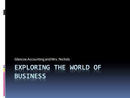 Glencoe Accounting and Mrs. Nichols. Key Terms  Free enterprise  Profit  Loss  Entrepreneur  Capital  Types of business  Service  Merchandising.