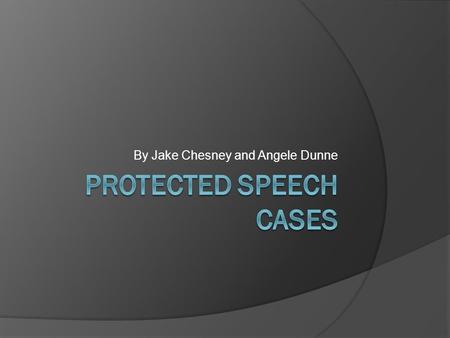 By Jake Chesney and Angele Dunne. The idea of Protected Speech  Protected speech is the idea that a citizen of a government is guaranteed the right to.