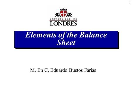 1 Elements of the Balance Sheet M. En C. Eduardo Bustos Farías.