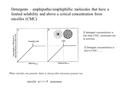 Detergents – amphipathic/amphiphillic molecules that have a limited solubility and above a critical concentration form micelles (CMC). micellemonomer When.