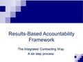 Results-Based Accountability Framework The Integrated Contracting Way A six step process.