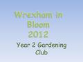 Year 2 Gardening Club. Thomas’s Mummy showed us how to make Welly dragons. She asked Wrexham football club to come and see them.