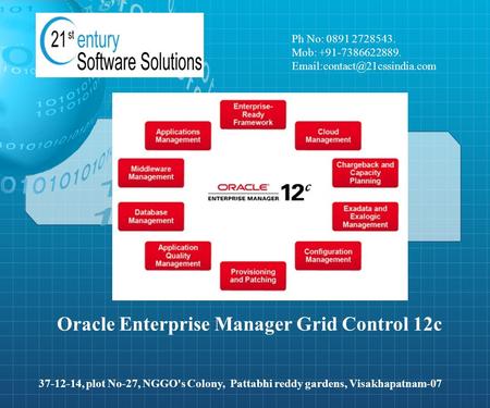 Ph No: 0891 2728543. Mob: +91-7386622889. 37-12-14, plot No-27, NGGO's Colony, Pattabhi reddy gardens, Visakhapatnam-07 Oracle.