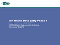 MP Online Data Entry Phase 1 RDWG Market Requirements Workshop November 06, 2013.