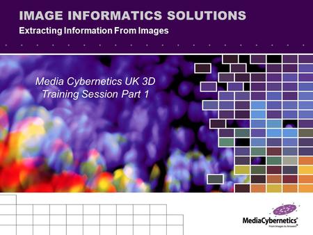 IMAGE INFORMATICS SOLUTIONS Extracting Information From Images Media Cybernetics UK 3D Training Session Part 1.