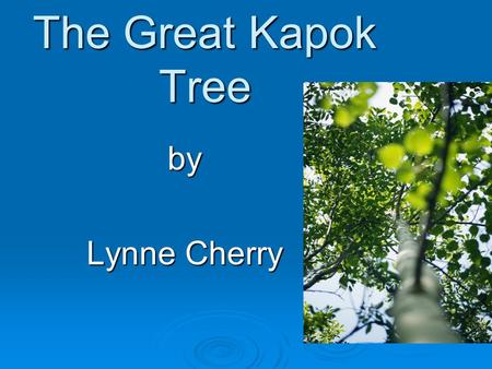 The Great Kapok Tree by Lynne Cherry  Vocabulary.