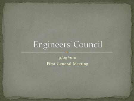 9/29/2011 First General Meeting. Finalize meeting time for the quarter New Officer Contact Info Expo update New website Amendments to Constitution Volunteer.