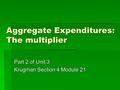 Aggregate Expenditures: The multiplier Part 2 of Unit 3 Krugman Section 4 Module 21.