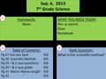 Sep. 6, 2013 7 th Grade Science Sep. 6, 2013 7 th Grade Science Table of Contents: Pg 27 Can you Spot9/6 Pg 28 Scientific Method9/6 Pg 29 I & E quiz questions9/6.