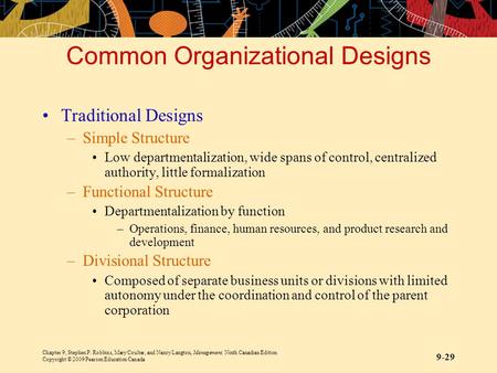 Chapter 9, Stephen P. Robbins, Mary Coulter, and Nancy Langton, Management, Ninth Canadian Edition Copyright © 2009 Pearson Education Canada 9-29 Common.