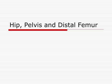 Hip, Pelvis and Distal Femur. Things to know for Pelvis  Cassette Size 14 x 17 crosswise  One view AP  12 or 8  No shielding  No collimation.