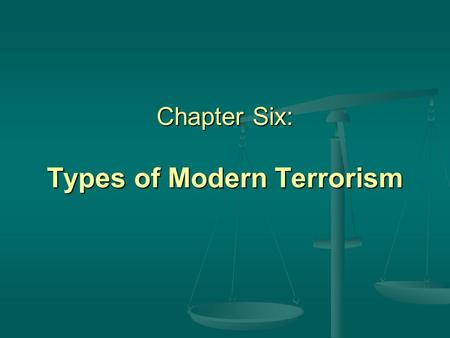 Chapter Six: Types of Modern Terrorism. Cyberterrorism.