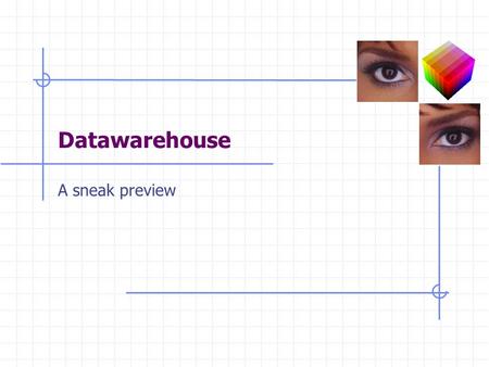 Datawarehouse A sneak preview. 2 Data Warehouse Approach An old idea with a new interest: Cheap Computing Power Special Purpose Hardware New Data Structures.