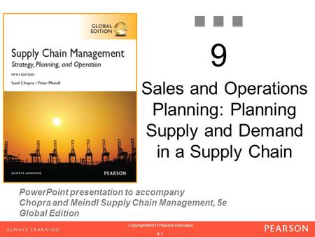 PowerPoint presentation to accompany Chopra and Meindl Supply Chain Management, 5e Global Edition 1-1 Copyright ©2013 Pearson Education. 1-1 Copyright.