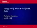 April 3, 20021 Integrating Your Enterprise Data Workshop Discussion April 3, 2002 Workshop Discussion April 3, 2002.