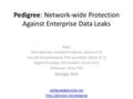 Pedigree: Network-wide Protection Against Enterprise Data Leaks Team: Nick Feamster, Assistant Professor, School of CS Anirudh Ramachandran, PhD candidate,