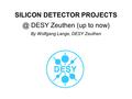 SILICON DETECTOR DESY Zeuthen (up to now) By Wolfgang Lange, DESY Zeuthen.