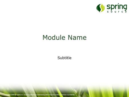 Copyright 2008 SpringSource. Copying, publishing or distributing without express written permission is prohibited. Module Name Subtitle.