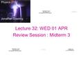 Lecture 32: WED 01 APR Review Session : Midterm 3 Physics 2102 Jonathan Dowling.