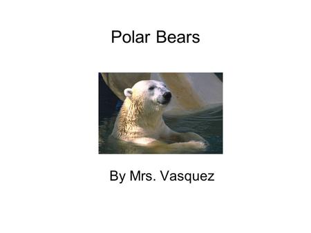 Polar Bears By Mrs. Vasquez. Table of Contents Chapter 1 What Do Polar Bears Look Like?1 Chapter 2 What Do Polar Bears Eat?2 Chapter 3 Where Do Polar.