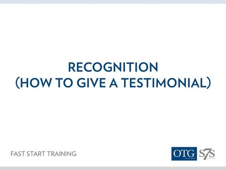 Framework of Testimonials The Roll they play in any Meeting The Emcee is responsible to bring all testimonials on stage at the same time, shoulder to.