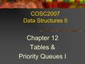 COSC2007 Data Structures II Chapter 12 Tables & Priority Queues I.