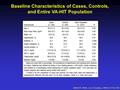 Baseline Characteristics of Cases, Controls, and Entire VA-HIT Population James D. Otvos, et al, Circulation 2006;113:1556-1563.