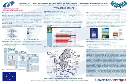 GENOMICS TO COMBAT RESISTANCE AGAINST ANTIBIOTICS IN COMMUNITY-ACQUIRED LRTI IN EUROPE (GRACE) H. Goossens (Coordinator), K. Loens (Manager), M. Ieven.