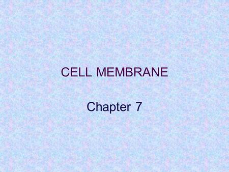 CELL MEMBRANE Chapter 7. Cell Membrane Bilayer of phospholipids Phospholipid –The 2 tails are hydrophobic fatty acids –The head is a hydrophilic phosphate.