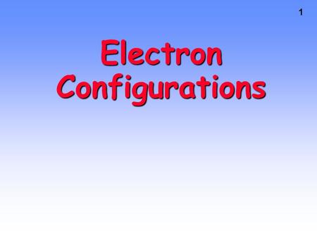 1 Electron Configurations 2 1926 – further refined Bohr’s model of the atom by developing the quantum mechanical model New Model of the Atom.