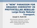 A “NEW” PARADIGM FOR ORGANIC CHEMISTRY IN PROTOSTELLAR NEBULAE: Large-Scale Nebular Transport. Joseph A. Nuth III Astrochemistry Laboratory, Code 691 Solar.