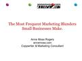 The Most Frequent Marketing Blunders Small Businesses Make. Anne Moss Rogers annemoss.com Copywriter & Marketing Consultant.