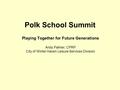 Polk School Summit Playing Together for Future Generations Andy Palmer, CPRP City of Winter Haven Leisure Services Division.