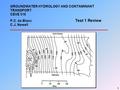 1 GROUNDWATER HYDROLOGY AND CONTAMINANT TRANSPORT CEVE 518 P.C. de Blanc C.J. Newell Test 1 Review.