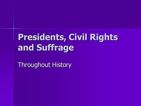 Presidents, Civil Rights and Suffrage Throughout History.