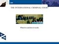 Law THE INTERNATIONAL CRIMINAL COURT What it is and how it works.