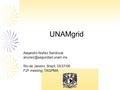 UNAMgrid Alejandro Núñez Sandoval Rio de Janeiro, Brazil, 03/27/06 F2F meeting, TAGPMA.
