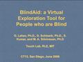 BlindAid: a Virtual Exploration Tool for People who are Blind O. Lahav, Ph.D., D. Schloerb, Ph.D., S. Kumar, and M. A. Srinivasan, Ph.D Touch Lab, RLE,