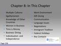 Chapter 8: In This Chapter  Multiple Cultures  Egalitarianism  Knowledge of Other Countries  Women in Business  Time is Money  Business Dining 