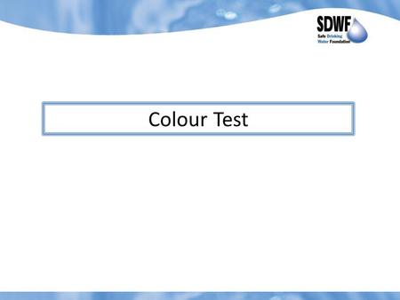 Colour Test. 1. Label the test tubes with their number and appropriate name; #1 Control, #2 Canadian Guideline, and #3, #4, #5, #6. 2. Pour the 50 mL.