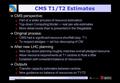 Meeting, 5/12/06 CMS T1/T2 Estimates à CMS perspective: n Part of a wider process of resource estimation n Top-down Computing.