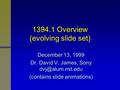 1394.1 Overview (evolving slide set) December 13, 1999 Dr. David V. James, Sony (contains slide animations)