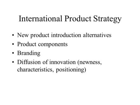 International Product Strategy