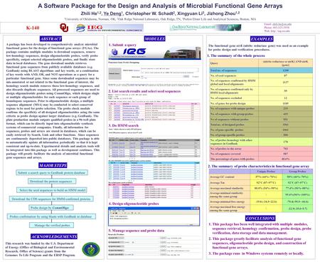 K-140   Phone: 405-325-3958 Web:  A Software Package for the Design and Analysis of Microbial Functional.