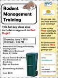 This full day class also includes a segment on Bed Bugs!! Thursday, June 3, 2010 10:00 AM – 5:00 PM Do you see rats and mice around your building? Come.