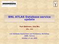 BNL ATLAS Database service update Yuri Smirnov, Iris Wu BNL, USA LCG Database Deployment and Persistency Workshop, CERN, Geneva October 17-19, 2005.