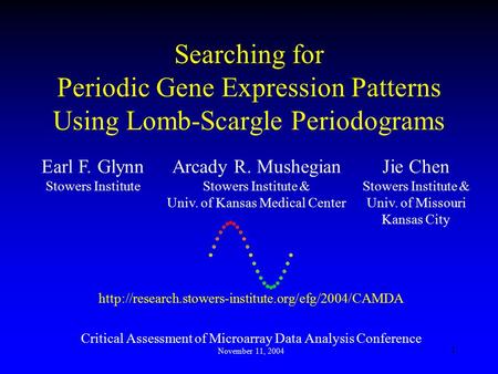 1 Searching for Periodic Gene Expression Patterns Using Lomb-Scargle Periodograms  Critical Assessment.