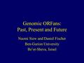 Genomic ORFans: Past, Present and Future Naomi Siew and Daniel Fischer Ben-Gurion University Be’er-Sheva, Israel.