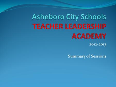 2012-2013 Summary of Sessions. SESSION 1 Knowing Yourself/Personal Leadership Wednesday, July 25, 2012 8:00am-4:00pm, PDC Presenter: Dr. Larry Coble Topics: